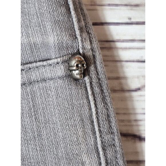 DAANG GOODMAN TRIPP NYC GRAY WASHED ZIP ACCENT JEGGING JEANS Size 7 SKULLS - Picture 9 of 15